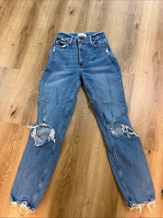 Abercrombie & Fitch Denim - Abercrombie & Fitch Medium Blue Distressed Boyfriend Jeans